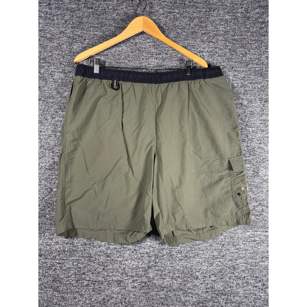 Vintage Eddie Bauer EBTEK Mens XXL Olive Green Nylon Hiking Shorts Mesh Lined